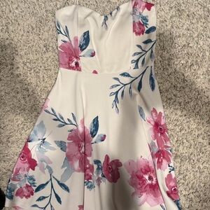 Floral White and Pink Dress